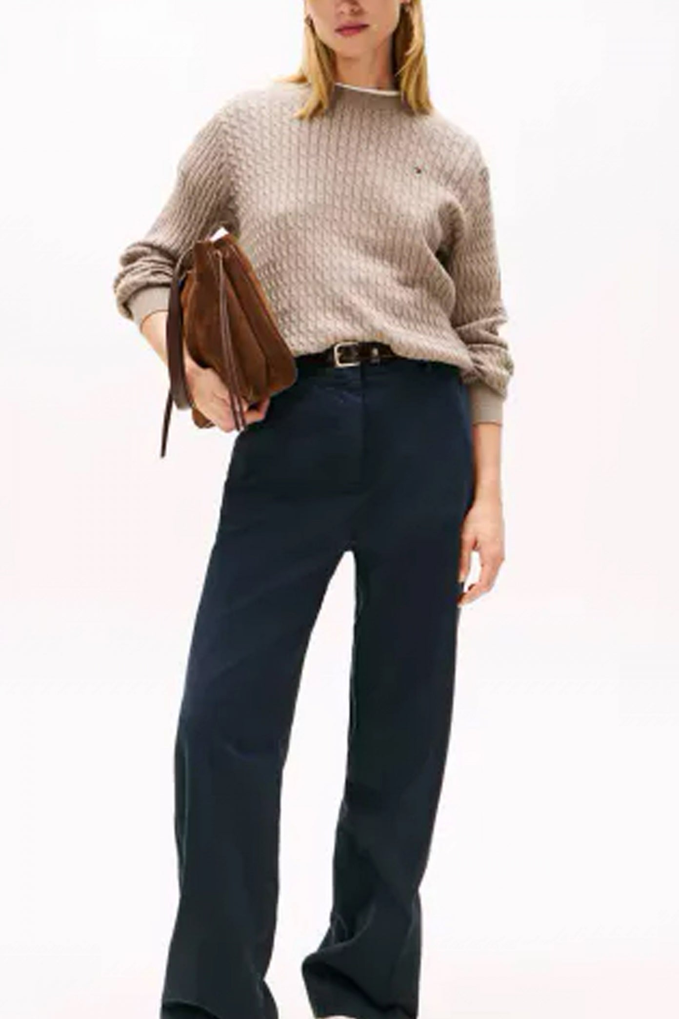 TOMMY HILFIGER CABLE C-NK LS SWEATER en color MARRON  (3)