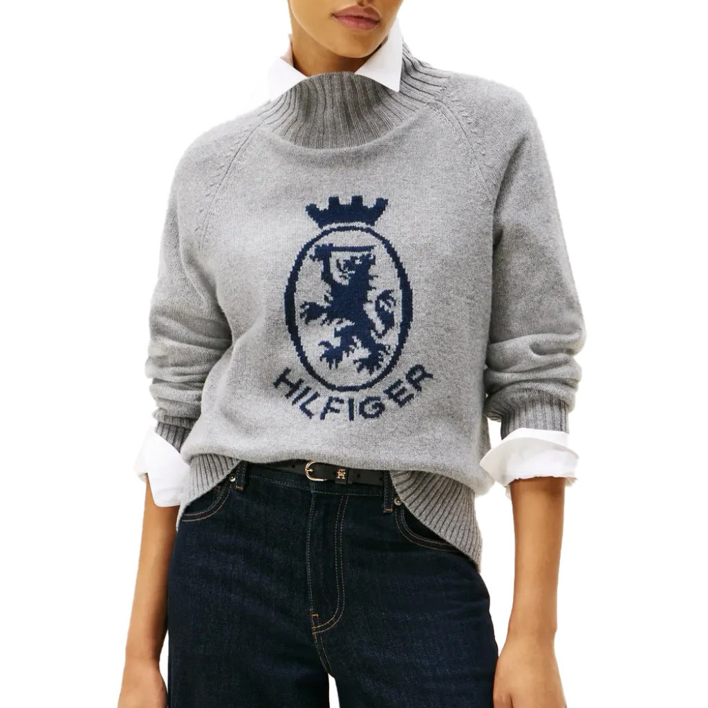 TOMMY HILFIGER  WOOL BLEND GRAPHIC MOCK-  en color GRIS  (4)