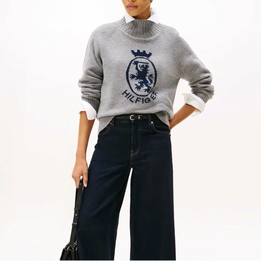 TOMMY HILFIGER  WOOL BLEND GRAPHIC MOCK-  en color GRIS  (6)