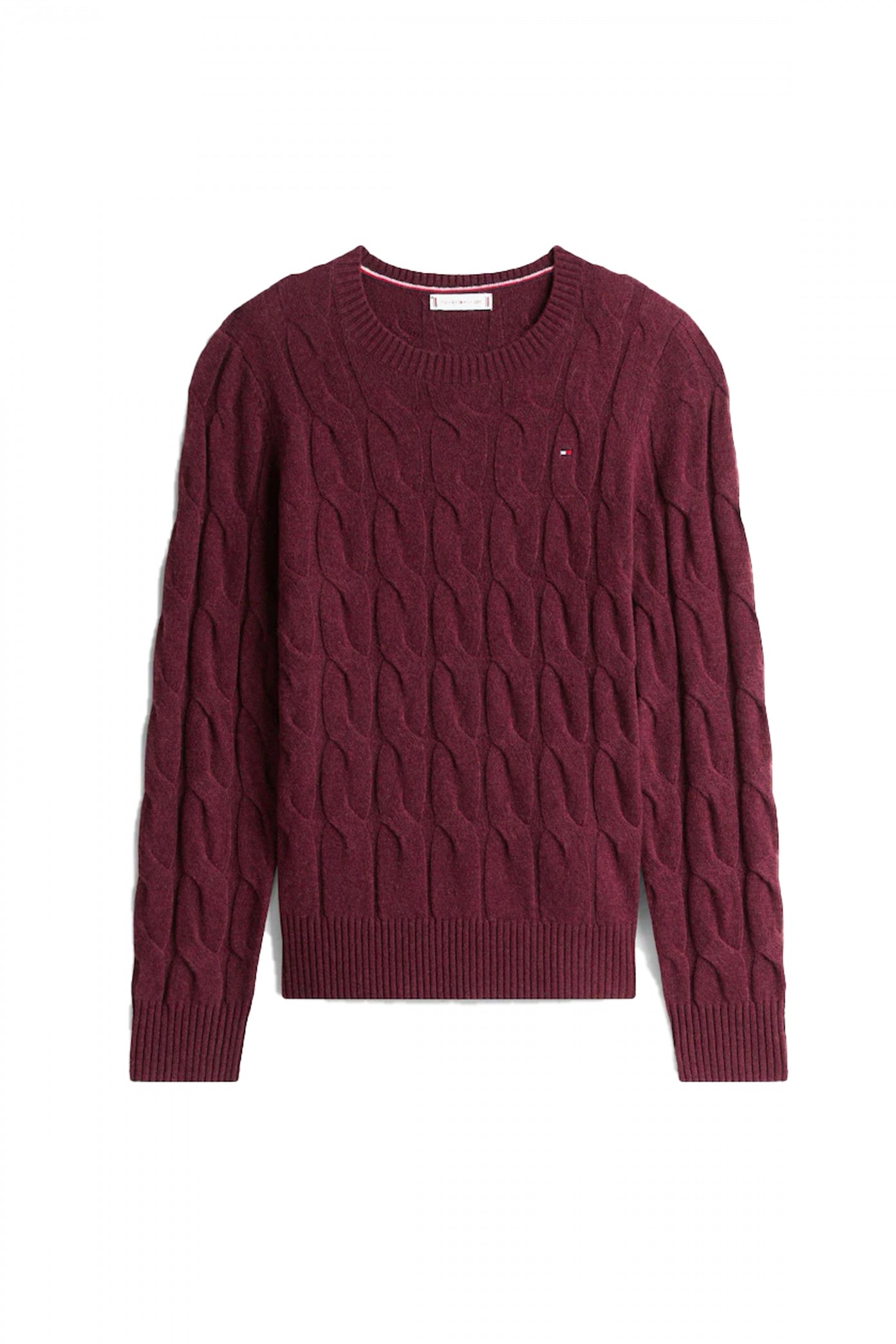 TOMMY HILFIGER  SOFT WOOL CABLE C-NK LS  en color BURDEOS  (2)