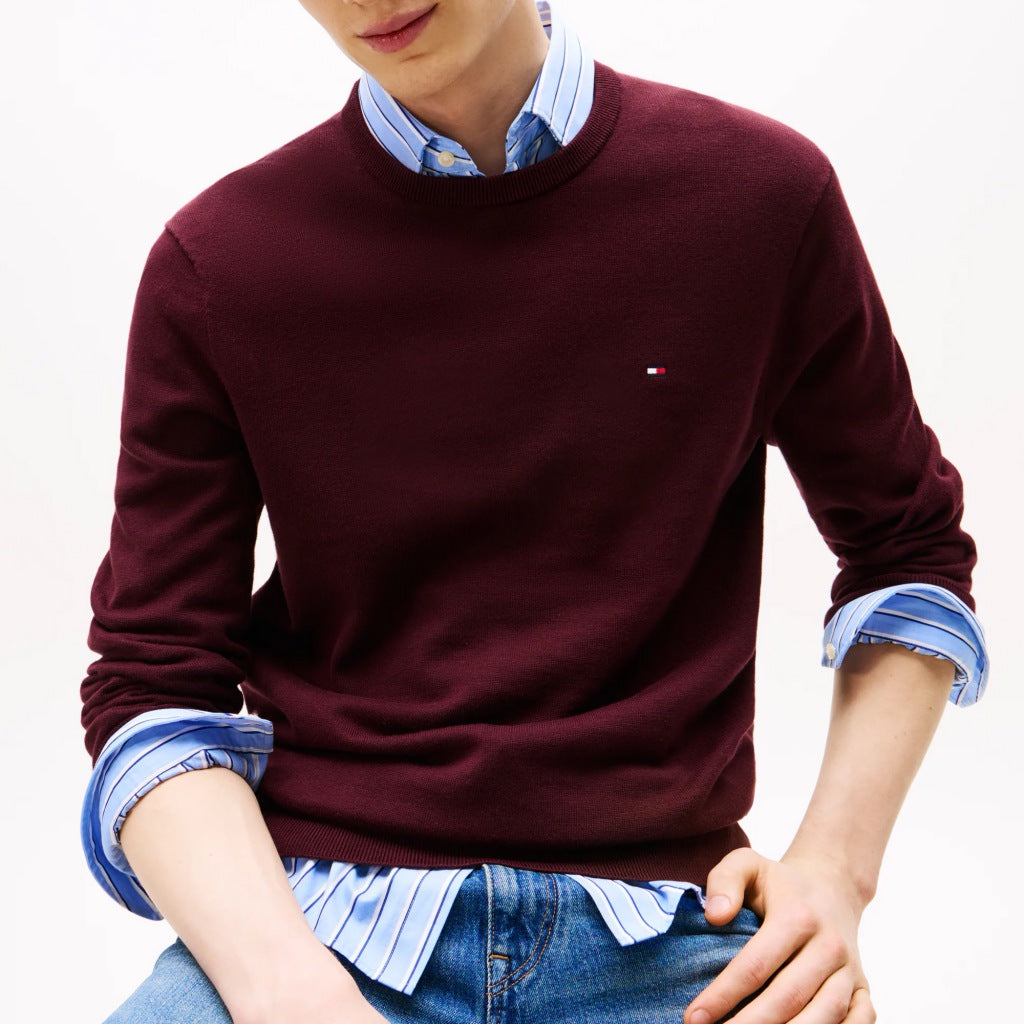 TOMMY HILFIGER ESSENTIAL STRUCTURE CREW en color BURDEOS  (7)