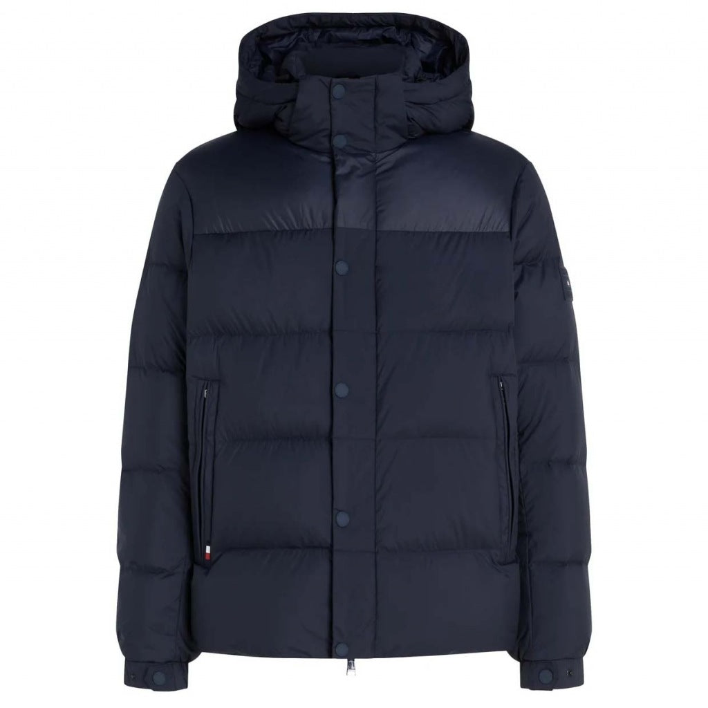 TOMMY HILFIGER MIX DOWN HOODED PUFFER en color AZUL  (4)