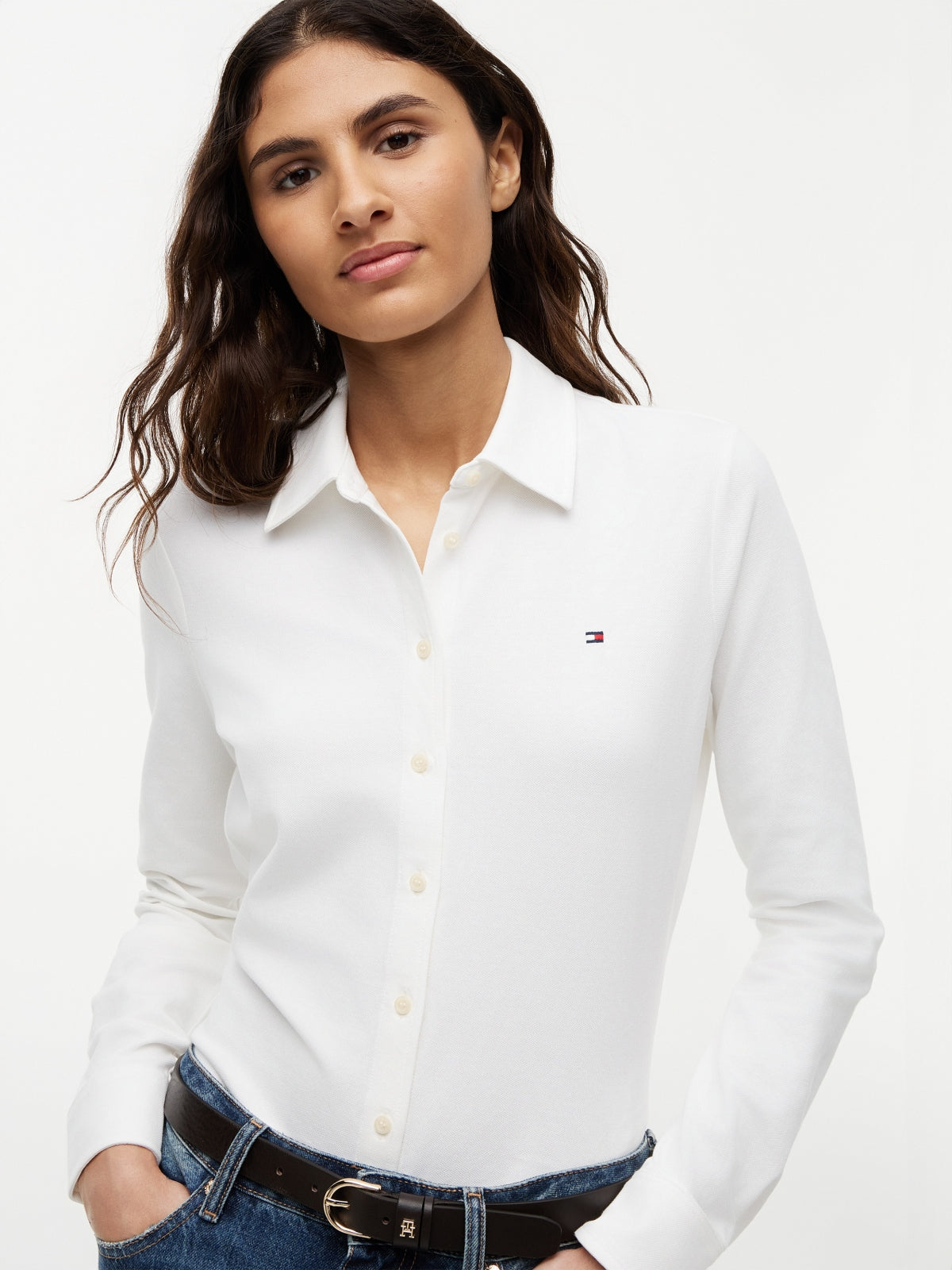 TOMMY HILFIGER WWWW SLIM PIQUE BTN DOWN en color BLANCO  (3)