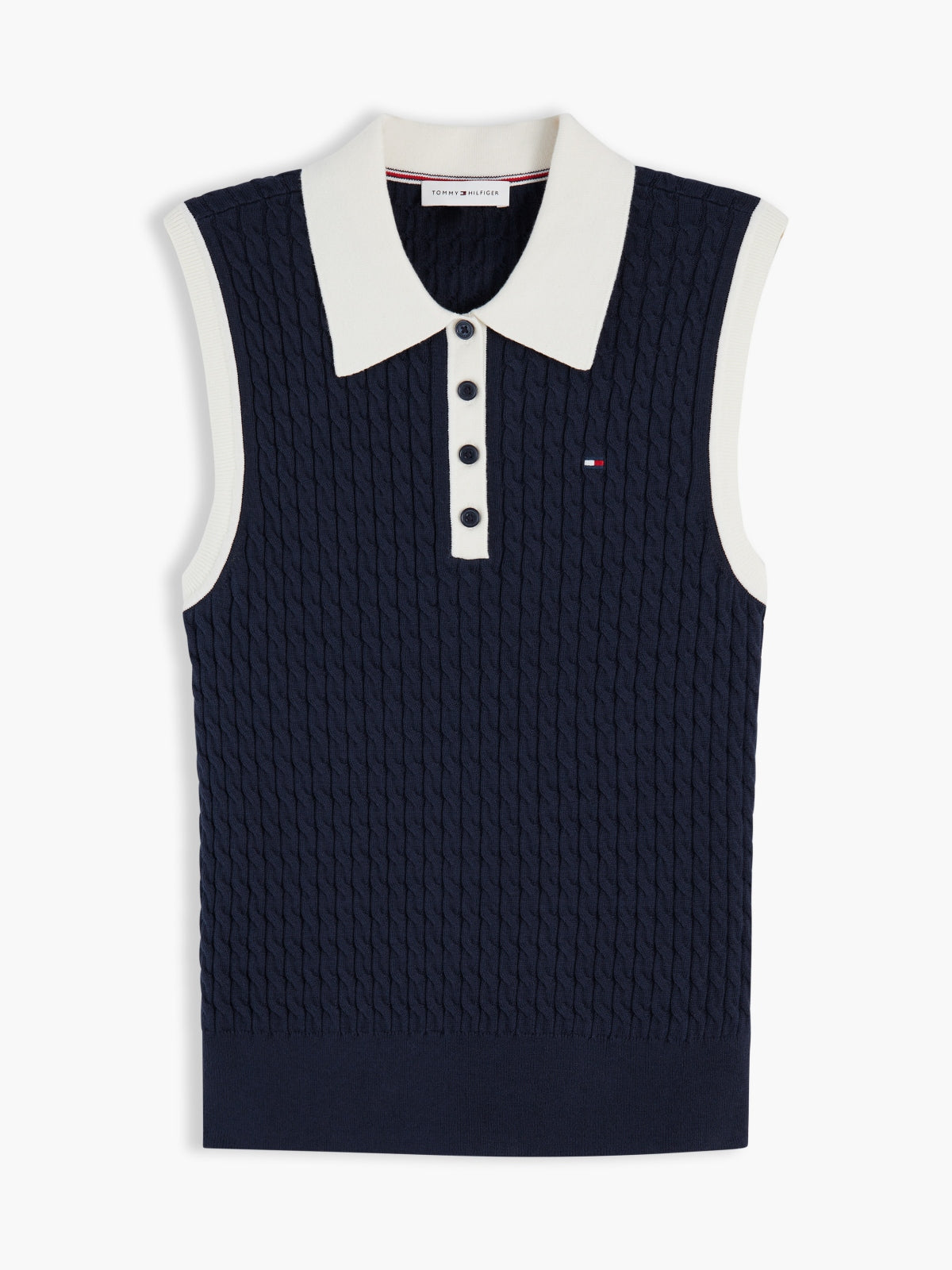 TOMMY HILFIGER WWWW FINE CABLE SLEEVELESS PO en color AZUL  (3)