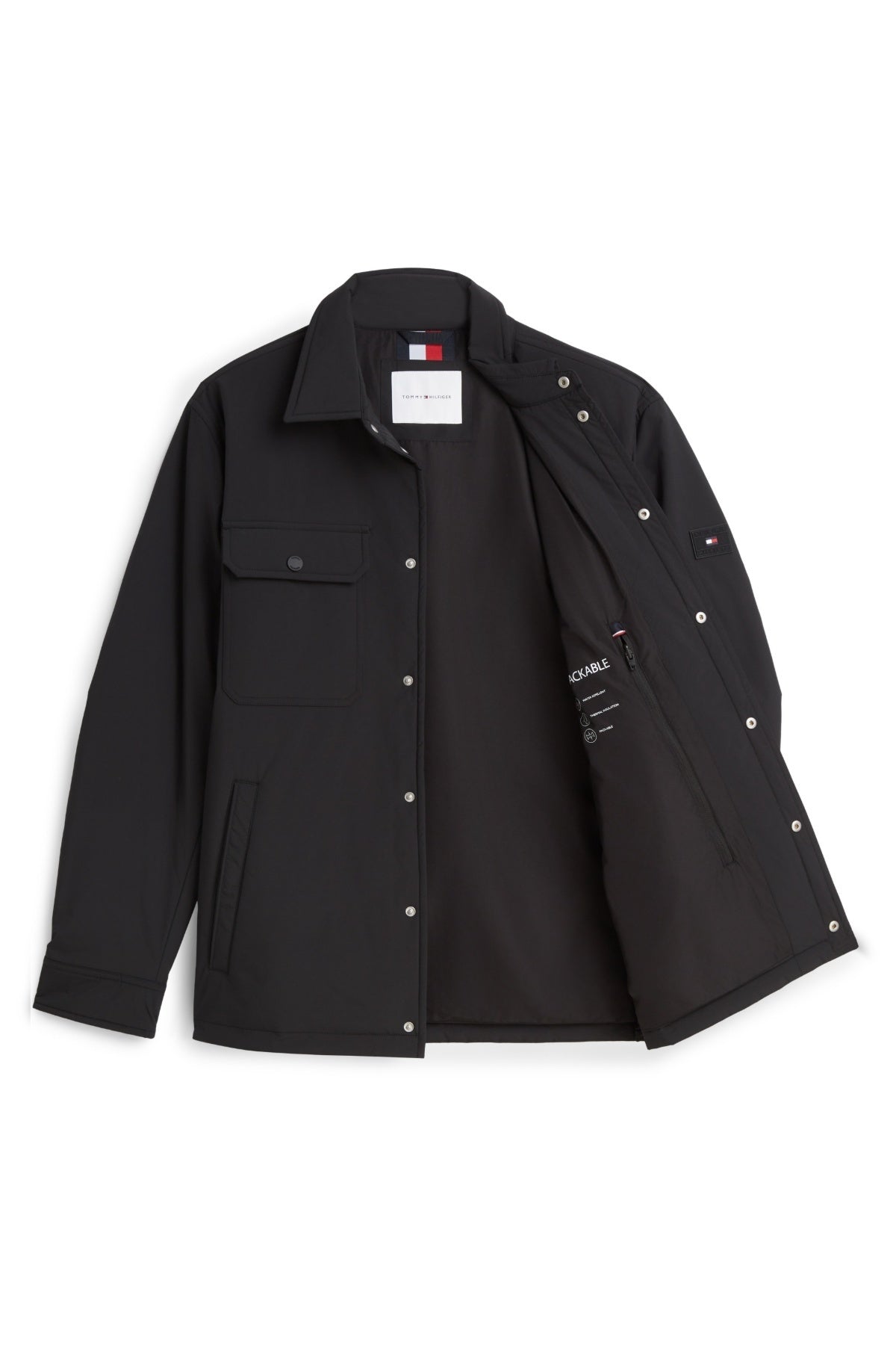 TOMMY HILFIGER MWMW PACKABLE LW SHIRT JACKET en color NEGRO  (3)