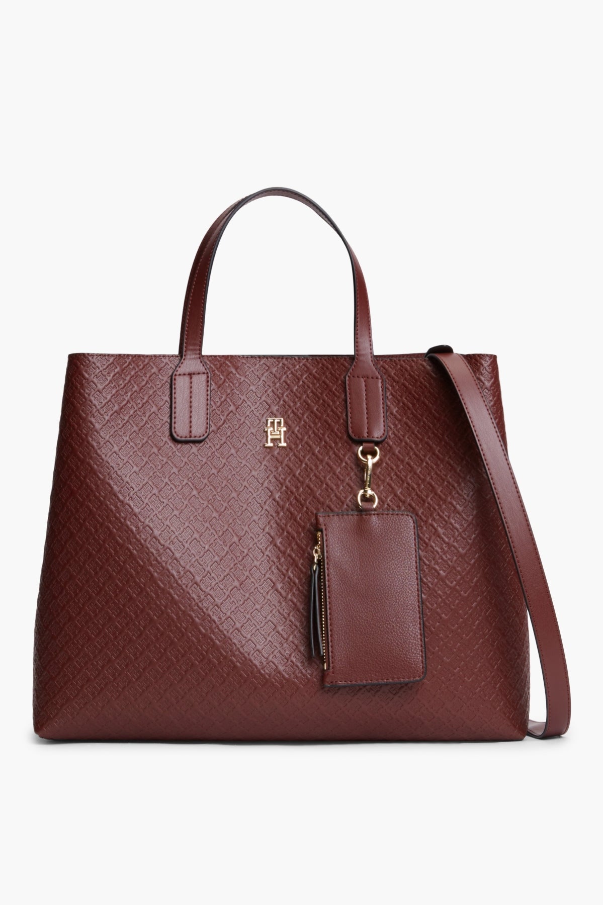 TOMMY HILFIGER AWAW TH ICON SATCHEL MONO en color BURDEOS  (1)