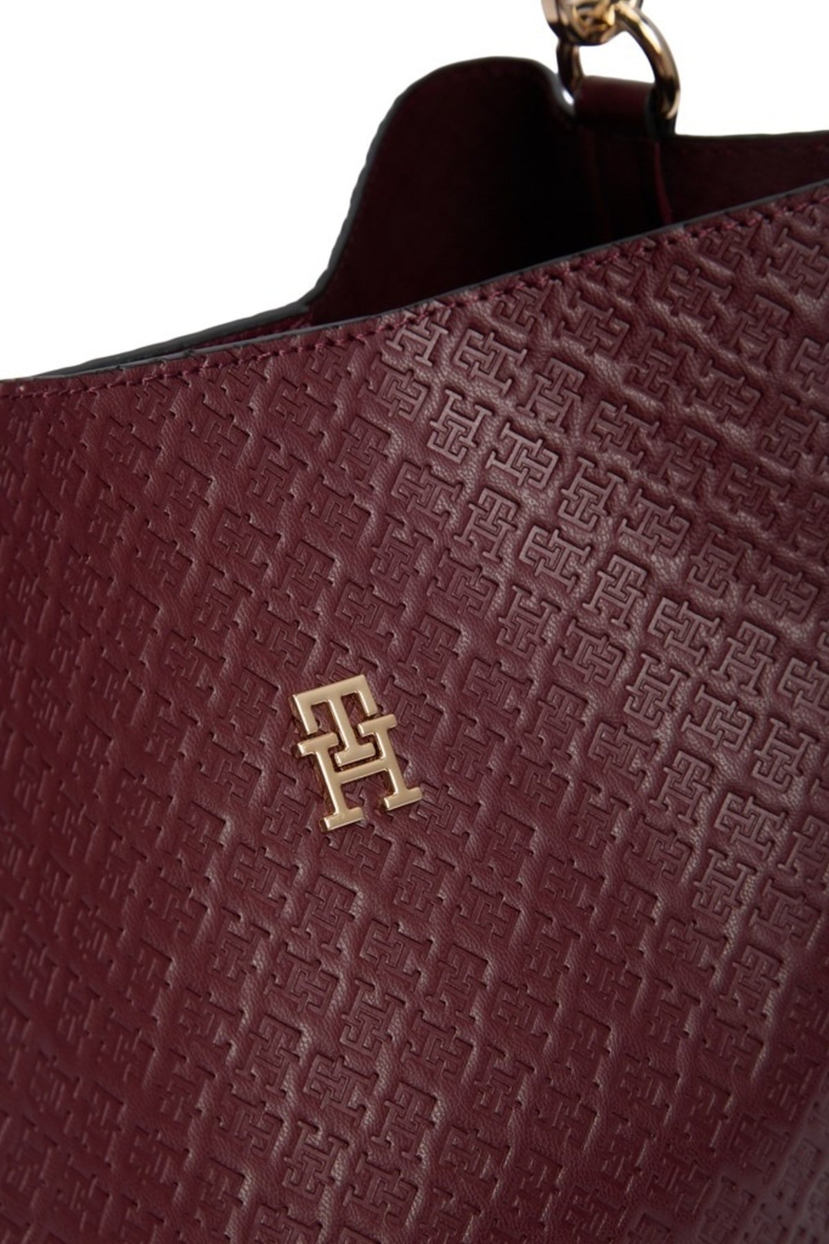 TOMMY HILFIGER AWAW TH ICON SHOULDER BAG MON en color BURDEOS  (2)