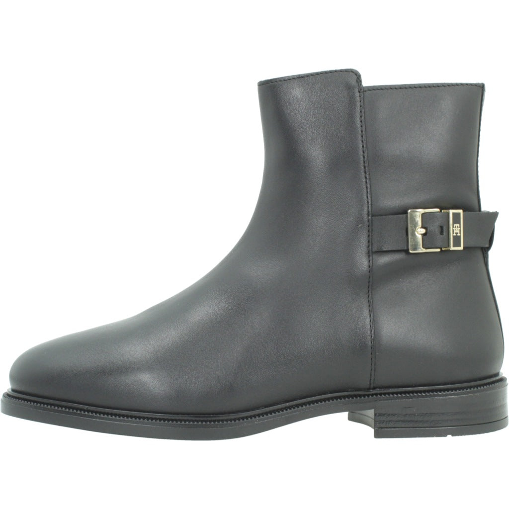 TOMMY HILFIGER FWFW BUCKLE LEATHER ANKLE BOO en color NEGRO  (2)