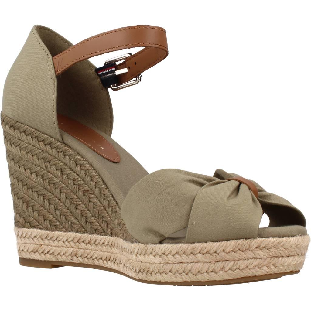TOMMY HILFIGER BASIC OPEN TOE HIGH WEDG en color VERDE  (5)