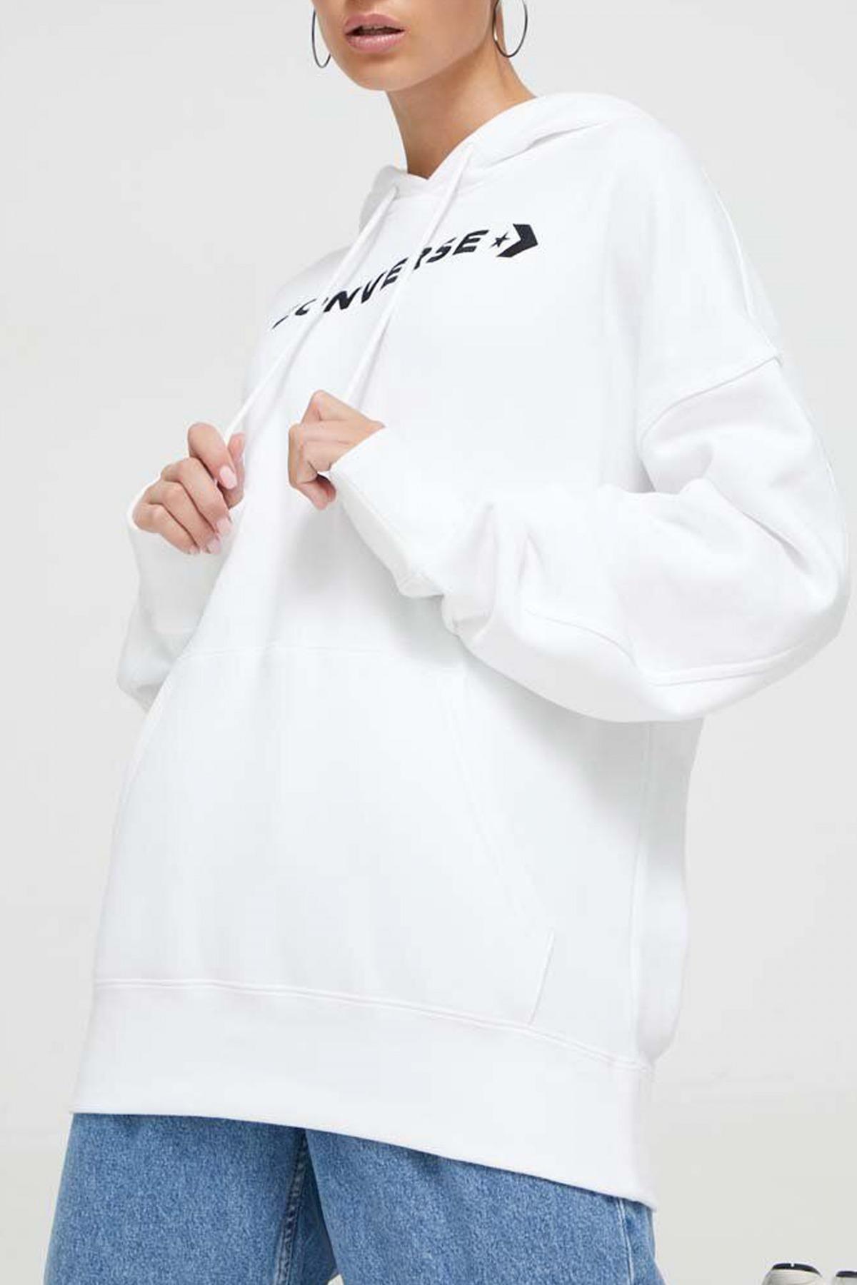 CONVERSE WORDMARK FLEECE HOODIE EM en color BLANCO  (3)