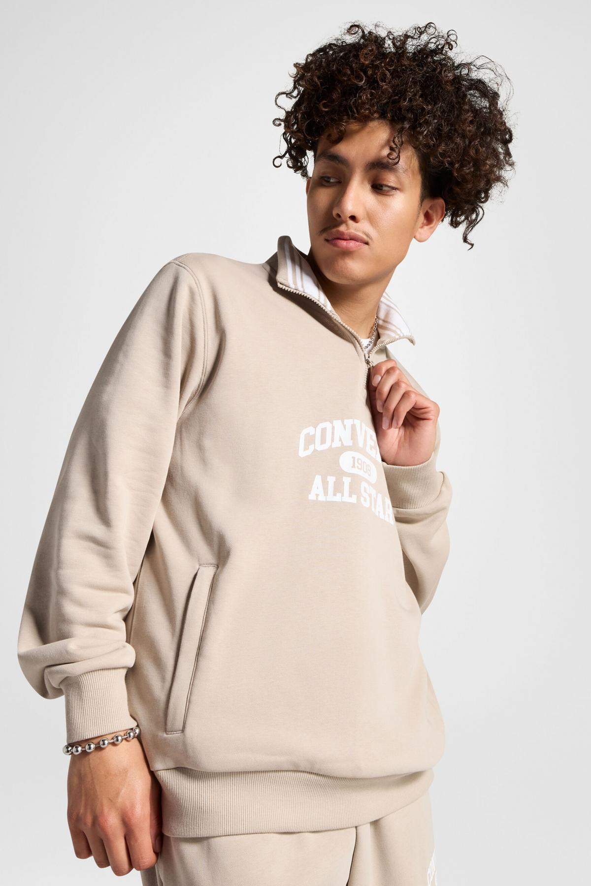 CONVERSE RETRO QUARTER ZIP en color MARRON CLARO  (1)