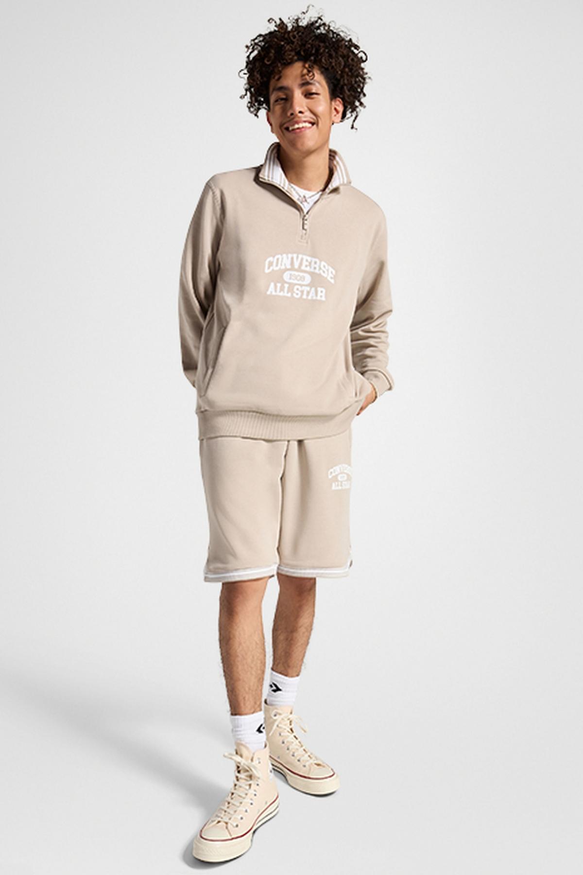 CONVERSE RETRO QUARTER ZIP en color MARRON CLARO  (4)