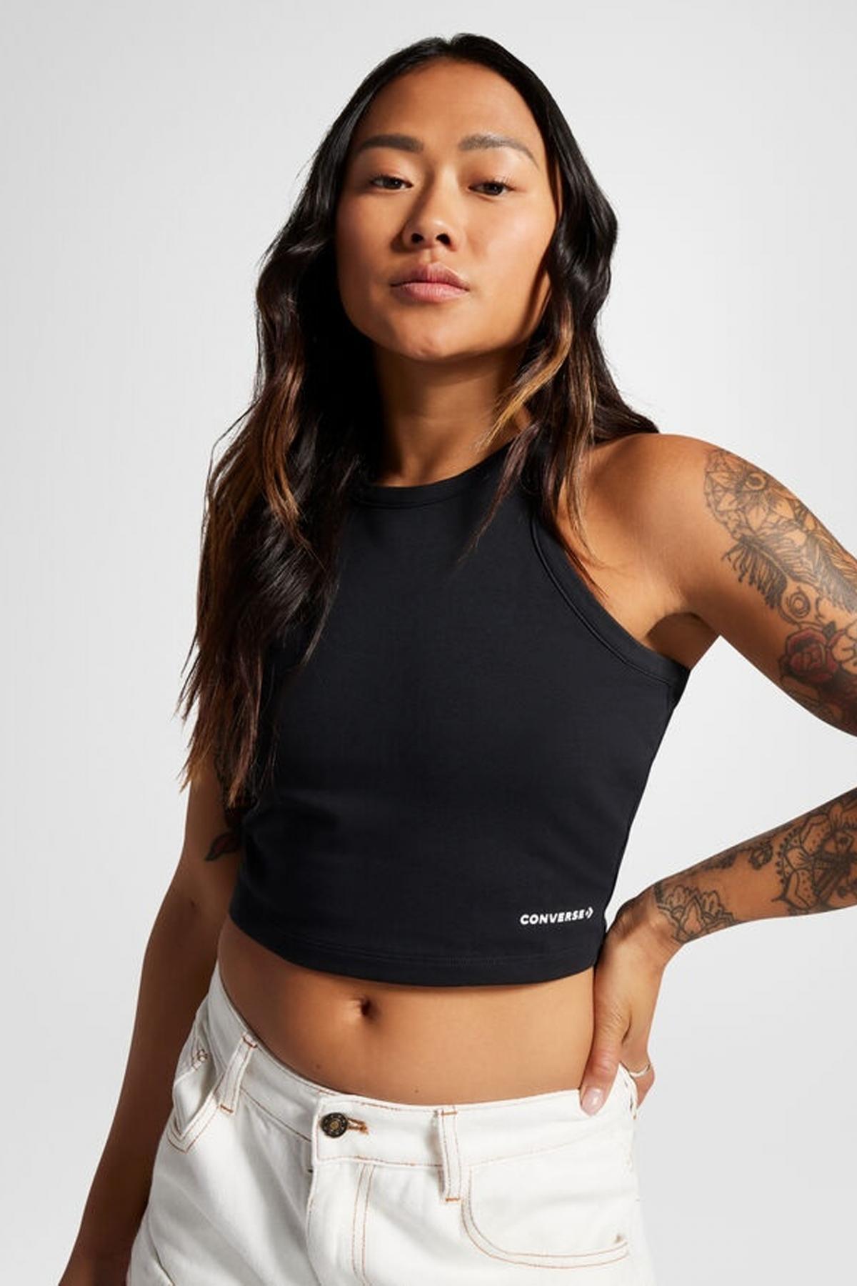 CONVERSE HIGH NECK KNIT TANK TOP en color NEGRO  (1)