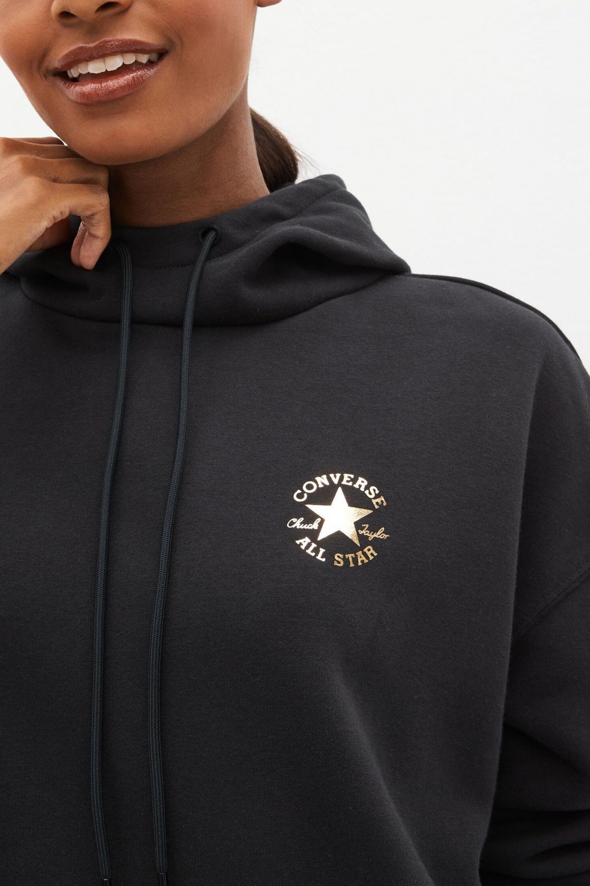 CONVERSE LONGLINE EMBR HOODIE DRES en color NEGRO  (4)