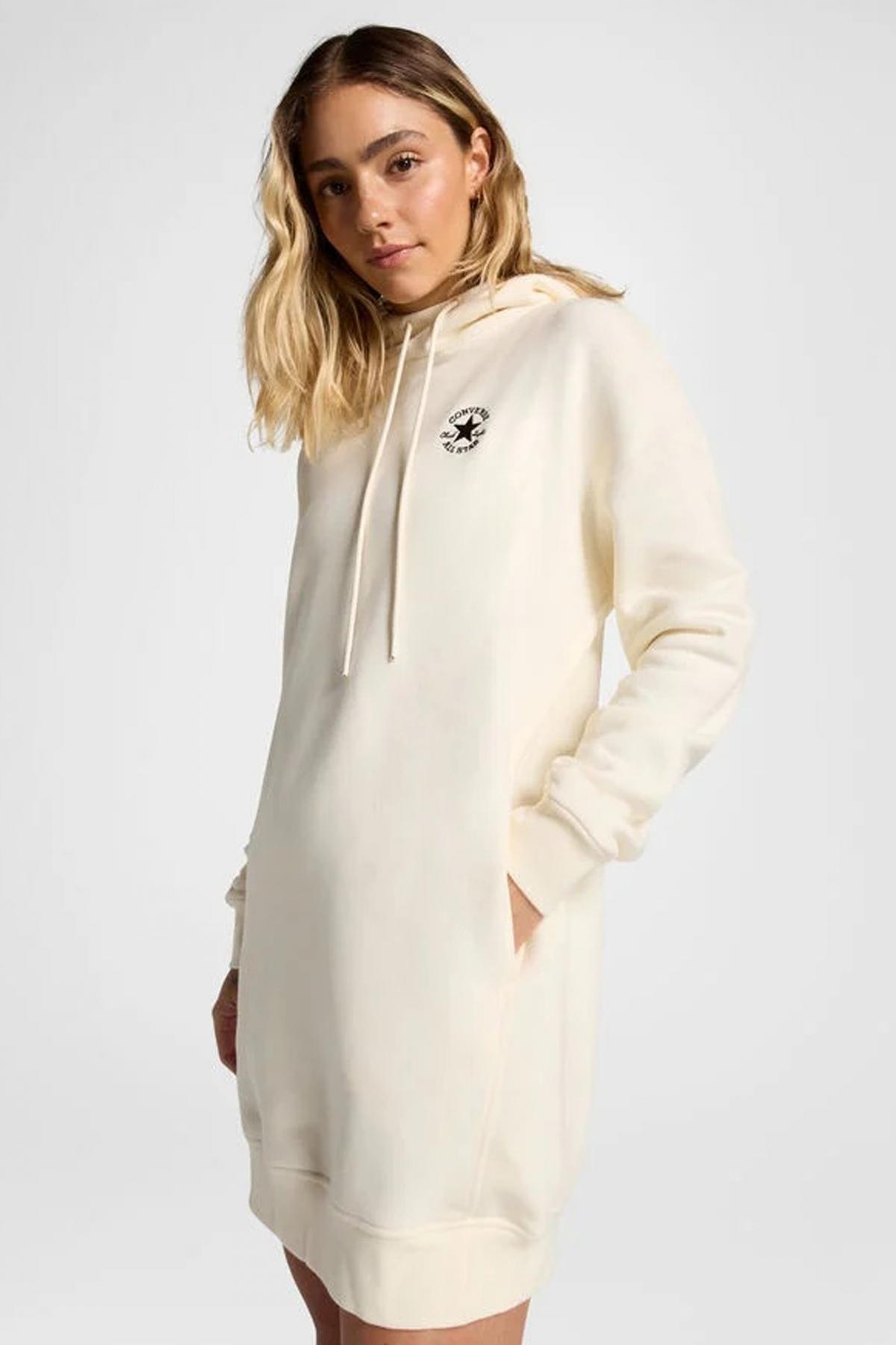CONVERSE LONGLINE EMBR HOODIE DRES en color BLANCO  (1)