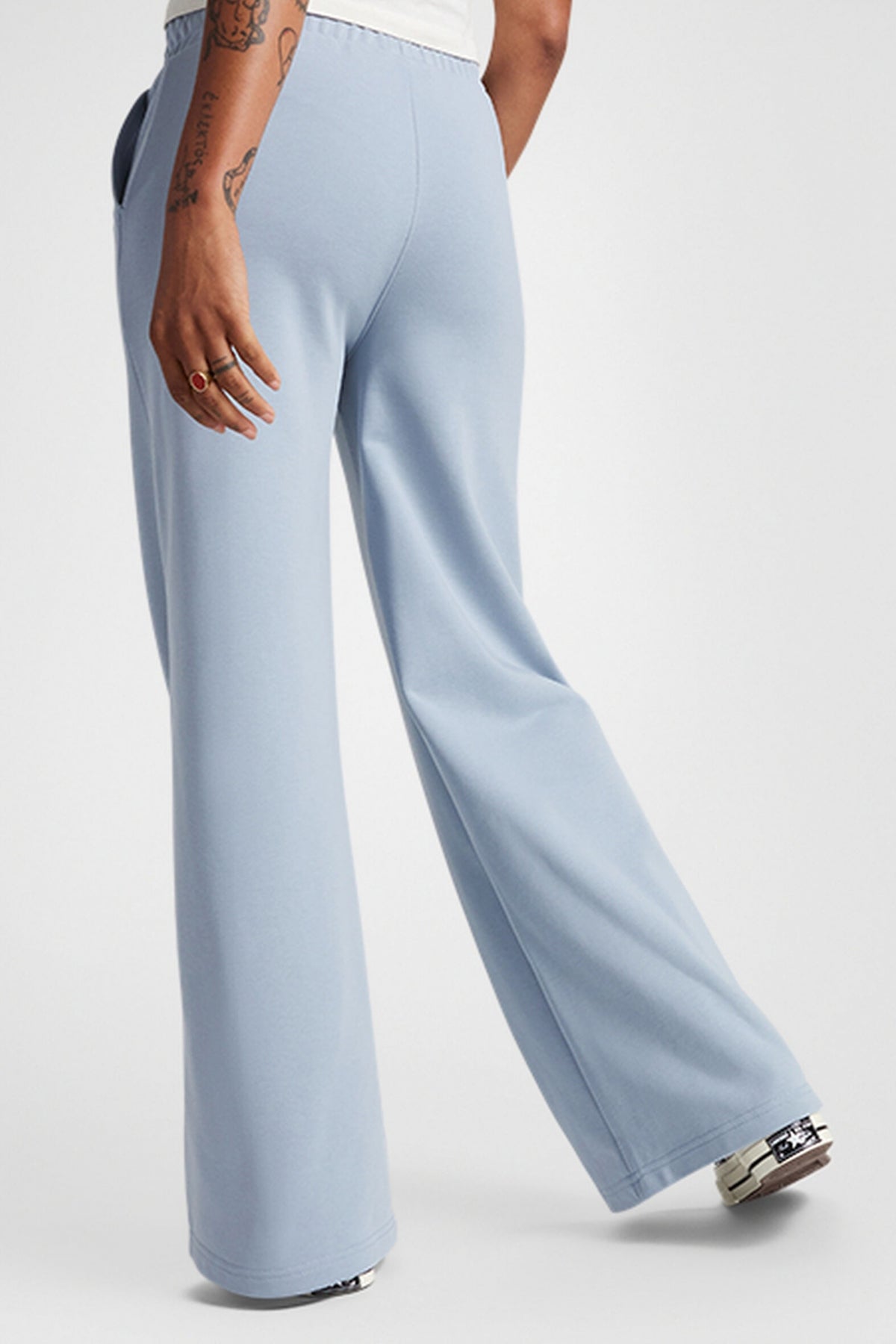 CONVERSE KNIT WIDE LEG PANTS en color AZUL  (2)