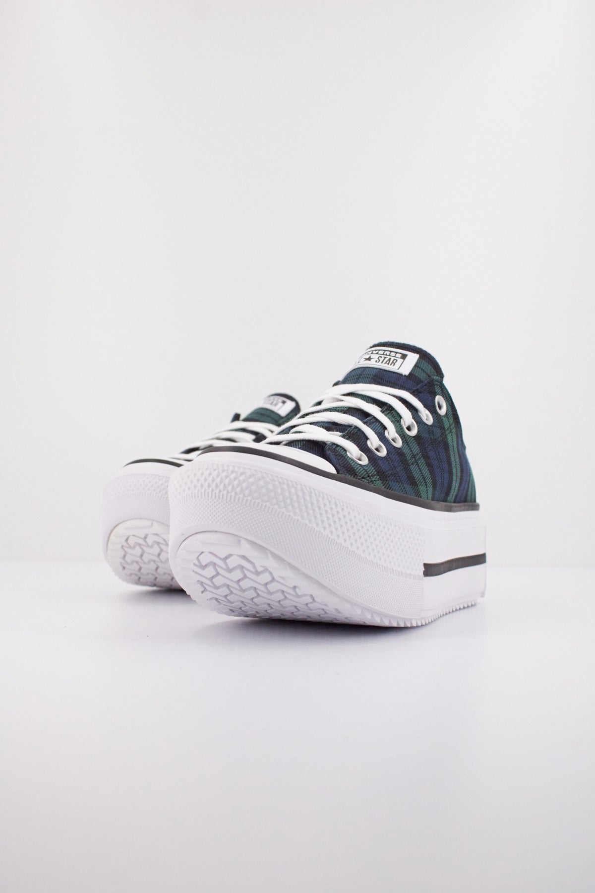 CONVERSE CHUCK TAYLOR ALL STAR LIFT DOUBLE STACK PLATFORM PLAID en color VERDE  (2)